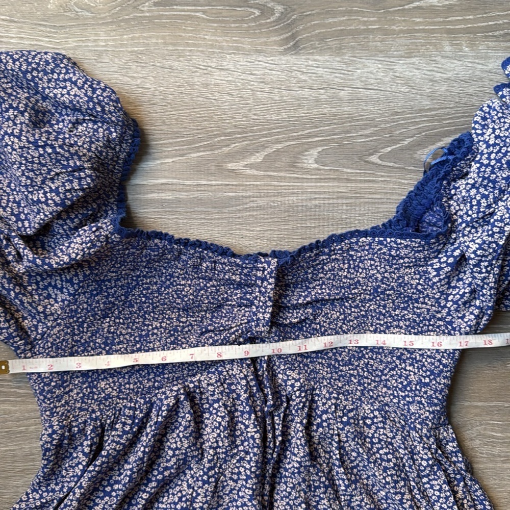 Free People Britnee Floral Cropped Peplum Smocked Puff Sleeve Top Large - Picture 9 of 10